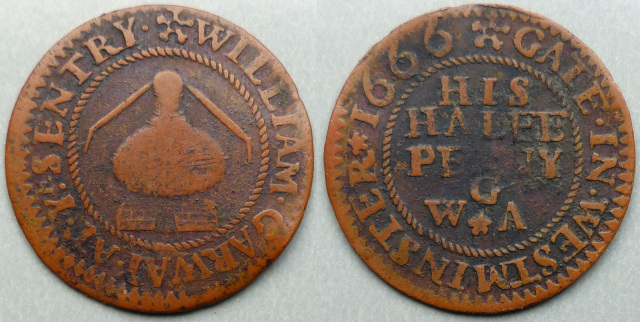 Sentry Gate, William Garway 1666 halfpenny